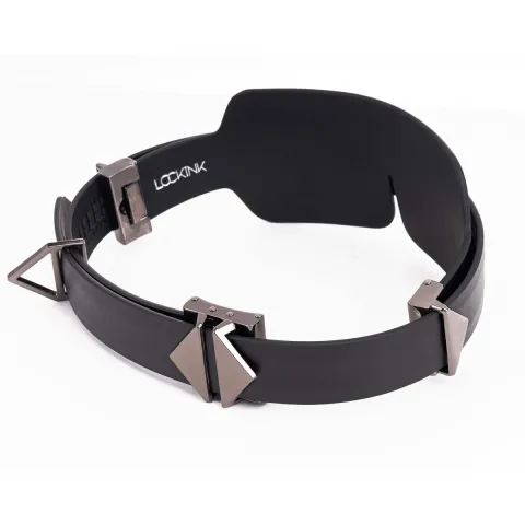 Маска для глаз LOCKINK Blindfold Kit, черная, натуральная кожа, регулируемый размер