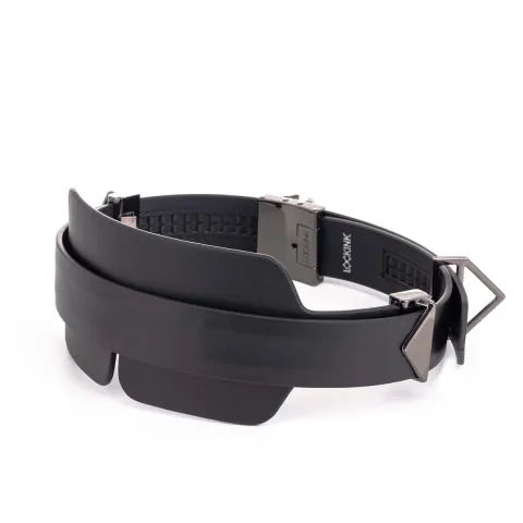 Маска для глаз LOCKINK Blindfold Kit, черная, натуральная кожа, регулируемый размер