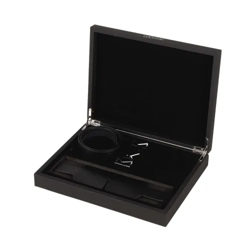 Маска для глаз LOCKINK Blindfold Kit, черная, натуральная кожа, регулируемый размер
