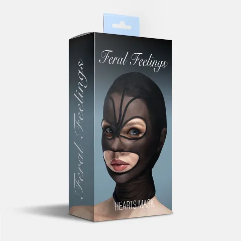 Маска «Сердце-сетка» с открытым ртом и глазами Feral Feelings — Hearts Mask Black/Black