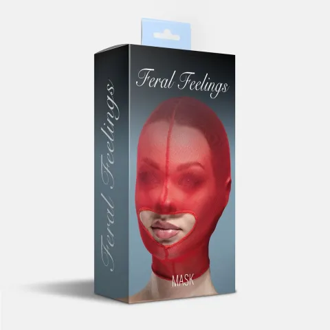 Сетчатая маска с открытым ртом Feral Feelings — Hood Mask Red