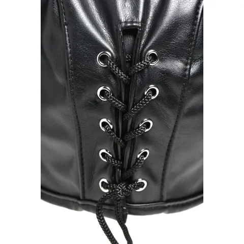 Маска з рогами Master Series: Dungeon Demon Bondage Mask with Horns, чорна