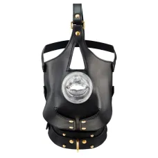 Маска-уздечка для минета с поводком LOCKINK SEVANDA Blowjob Head Muzzle with Leash, черная