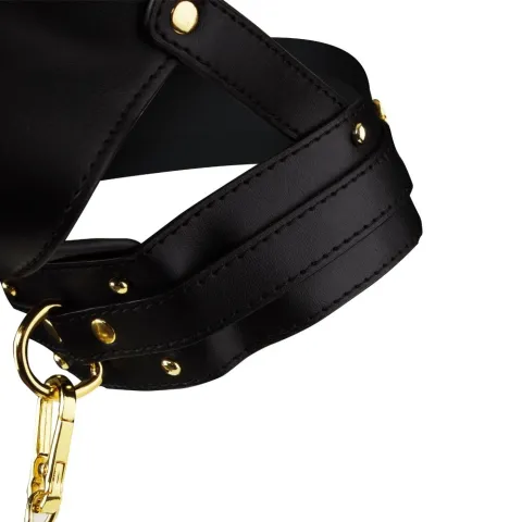 Маска-уздечка для минета с поводком LOCKINK SEVANDA Blowjob Head Muzzle with Leash, черная