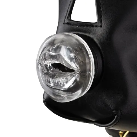 Маска-уздечка для минета с поводком LOCKINK SEVANDA Blowjob Head Muzzle with Leash, черная