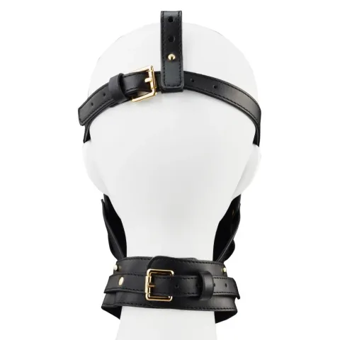 Маска-уздечка для минета с поводком LOCKINK SEVANDA Blowjob Head Muzzle with Leash, черная
