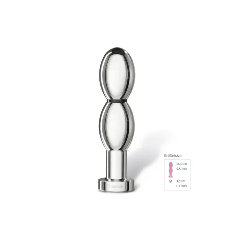 Металеве ділдо 2-в-1 Mystim O(h!)-thello для електростимулятора, діаметр 3,5 см, анальна пробка
