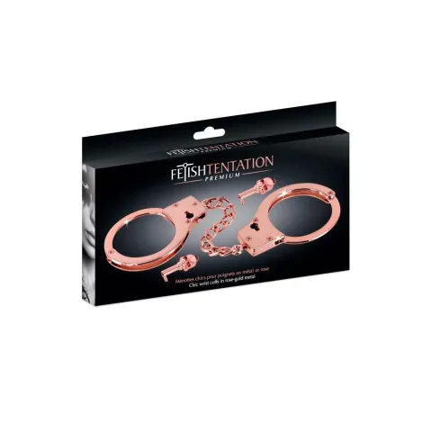 Металлические наручники Fetish Tentation Premium Chick wrist cuffs из розового золота