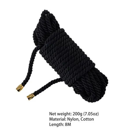 Веревка для шибари LOCKINK SEVANDA Shibari Practice Rope, черная, 8 м, нейлон + хлопок
