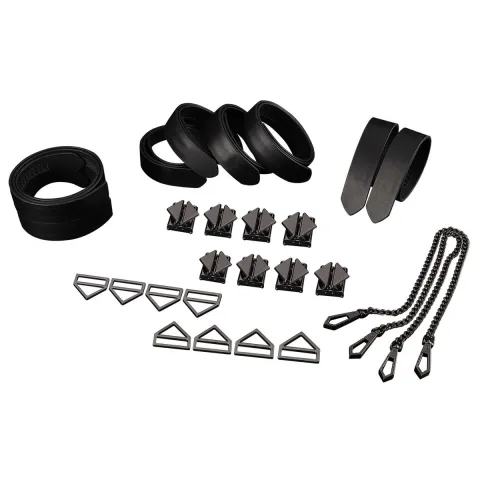 Набор для бондажа LOCKINK 8-Bondage-Straps Restraint Set, черный, 8 ремней из натуральной кожи