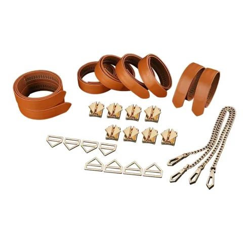 Набір для бондажу LOCKINK 8-Bondage-Straps Restraint Set, коричневий, 8 ременів з натуральної шкіри
