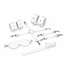 Набір Feral Feelings BDSM Kit 5 White, наручники, поножі, хрестовина, маска, падл