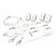 Набір Feral Feelings BDSM Kit 7 White, наручники, поножі, конектор, маска, падл, кляп, затискачі