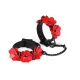 Наручники Liebe Seele Flower Rhythm - Black and Red Leather Flowers Hand Cuffs