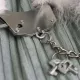 Металлические наручники Adrien Lastic Handcuffs Black с чёрной пушистой отделкой