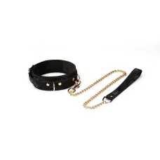 Нашийник з повідцем Liebe Seele Boudoir Amor Collar with Leash Black, три кільця