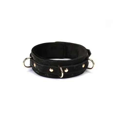 Нашийник з повідцем Liebe Seele Boudoir Amor Collar with Leash Black, три кільця