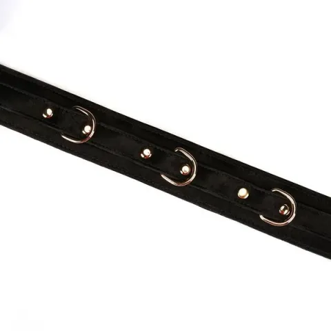 Нашийник з повідцем Liebe Seele Boudoir Amor Collar with Leash Black, три кільця