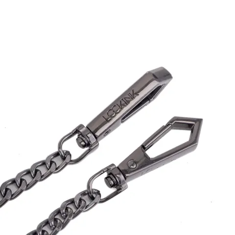 Ошейник с поводком LOCKINK Tied Collar with Leash Set, черный, цепочка с кожаной петлей и карабином