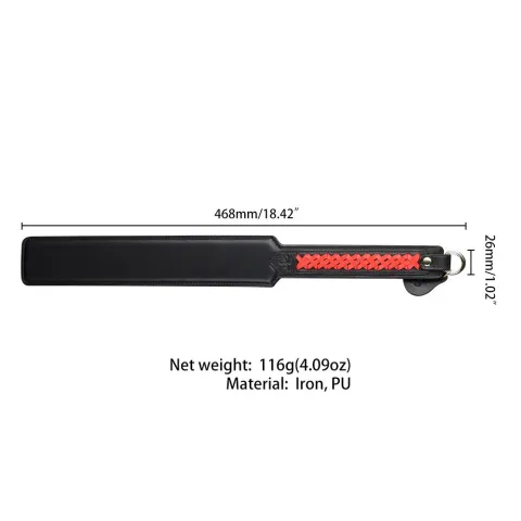 Паддл LOCKINK SEVANDA Braided-handle Spanking Paddle, чорно-червоний, гладенький, з плетінням на ручці