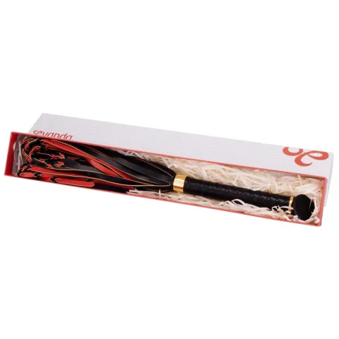 Паддл LOCKINK SEVANDA Braided-handle Spanking Paddle, чорно-червоний, гладенький, з плетінням на ручці
