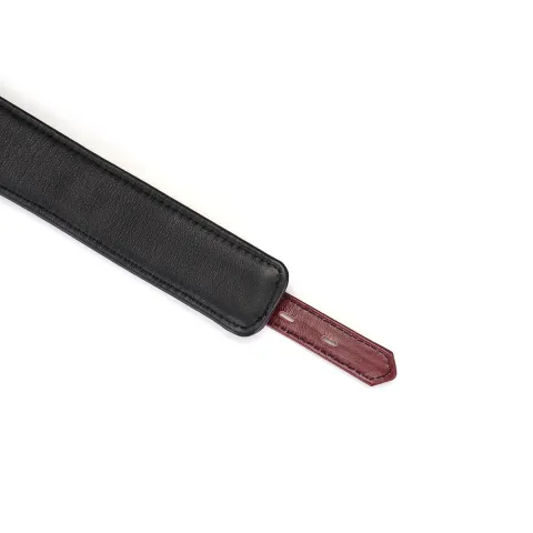 Кожаный ошейник с поводком Liebe Seele Wine Red Curved Collar, замок в форме сердечка