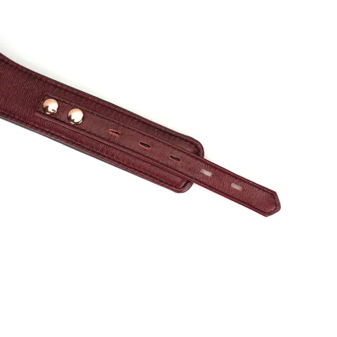 Кожаный ошейник с поводком Liebe Seele Wine Red Curved Collar, замок в форме сердечка