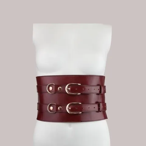 Кожаный пояс для бондажа Liebe Seele Wine Red Waist Cuff, размер S