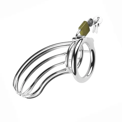 Серебряный металлический пояс верности для мужчин — Metal Penis Cock Cage
