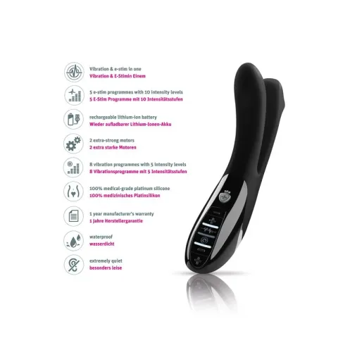 Двойной вибратор с электрической стимуляцией Mystim Tingling Aparte eStim Black, миостимулятор