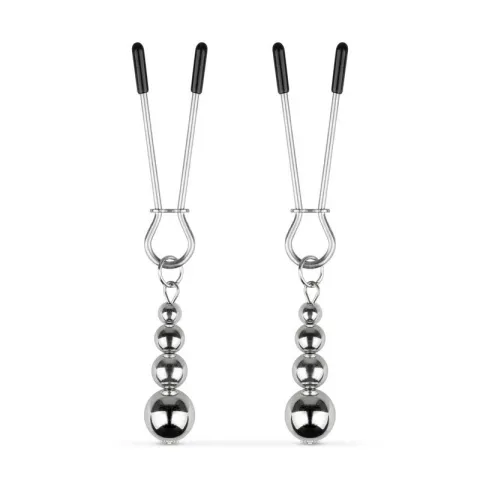 Затискачі для сосків Bedroom Fantasies: Nipple Clamps with Beaded Chain - Silver