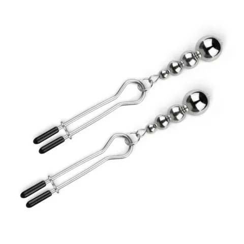 Затискачі для сосків Bedroom Fantasies: Nipple Clamps with Beaded Chain - Silver