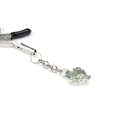 Зажимы для сосков с сердечком Liebe Seele Glow-in-dark Nipple Clamps Green, светятся в темноте