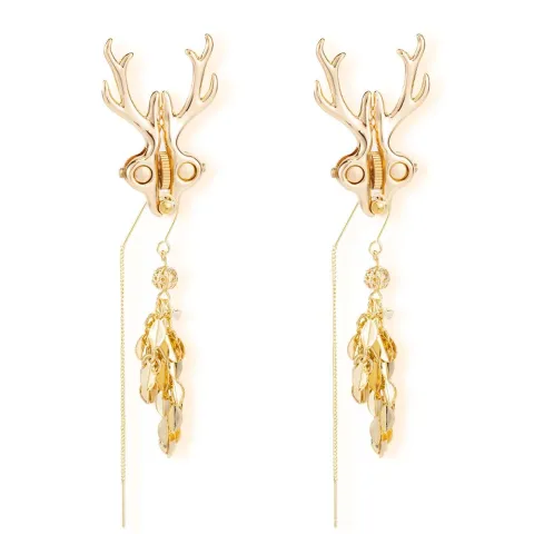 Затискачі для сосків LOCKINK SEVANDA Stag Adjustable Nipple Clamps, золотисті, зі знімними підвісками