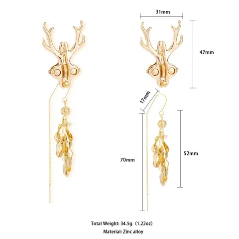 Затискачі для сосків LOCKINK SEVANDA Stag Adjustable Nipple Clamps, золотисті, зі знімними підвісками
