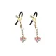 Зажимы для сосков с подвеской Liebe Seele Nipple Clamps Gold Heart-shaped Flowers on White
