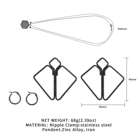 Зажимы для сосков с массивной подвеской LOCKINK Nipple Clamps with Heavy Pendant, серебристые