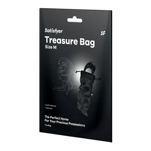 Мішок для секс-іграшок Satisfyer Treasure Bag M, чорний, на шнурку