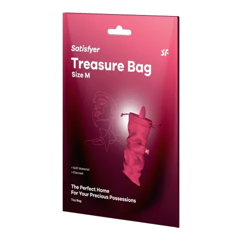 Мішечок для секс-іграшок Satisfyer Treasure Bag M, рожевий, на шнурку