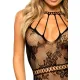 Ажурное платье-сетка Leg Avenue Lace mini dress с вырезами, чёрное, один размер