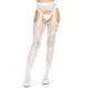 Ажурные колготки с сердечками Leg Avenue Heart White, один размер, имитация чулков