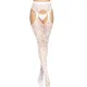 Ажурные колготки с сердечками Leg Avenue Heart White, один размер, имитация чулков