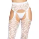 Ажурные колготки с сердечками Leg Avenue Heart White, один размер, имитация чулков