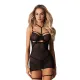 Бебі-дол Obsessive Arrowel Black chemise 2XL/3XL, з декоративним чокером та гартерами