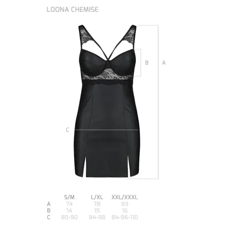 Кукла из эко-кожи и кружева Passion LOONA CHEMISE XXL/XXXL, чёрный