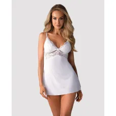 Білизна - Obsessive 810-BAB Babydoll & Thong, біла S/M