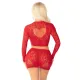 Блискучий комплект кроп-топ і спідниця Leg Avenue Rhinestone One Size, Red, довгий рукав