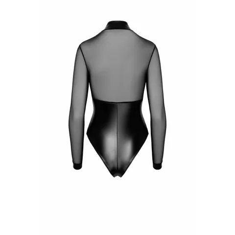 Боди Noir Handmade F321 Edge, L, низ из латекса, верх из сетки, молния по всей длине, украшение в виде колец