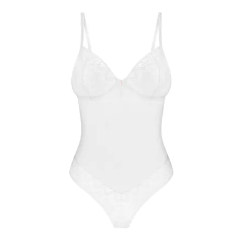 Боди Obsessive Alissium Teddy White, XS/S, лиф с мягкими чашками, высокие вырезы для ног
