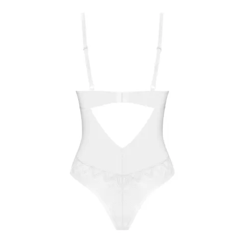 Боди Obsessive Alissium Teddy White, XS/S, лиф с мягкими чашками, высокие вырезы для ног
